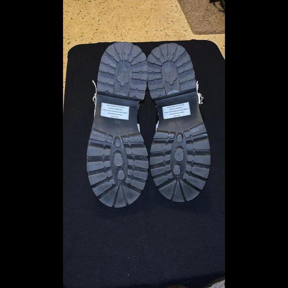 Free People Jeffrey Campbell Printed Check Lace Up Boot Color Cow Size 8M Grunge - Picture 7 of 12